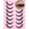 False Lashes Natural Look Fake Eyelashes Wispy Cat Eye Lashes Clear Band False Eyelashes 16MM Faux Mink Lashes Pack 7 Pairs by Ruairie