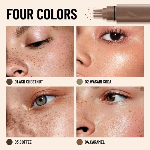 MAEPEOR Freckle Stamps 4 Colors Natural Sunkissed Looking Freckles Dot Pen Waterproof Longlasting Face Freckles (04 CARAMEL)