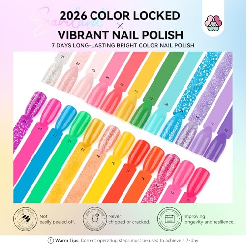 SAVILND Nail Polish Set: Bright Pink Yellow Red Quick Dry Nail Polish Kit with Glitter 24 Colors Regular Finger Nail Polish Non Gel Long Lasting DIY At Home Manicure Gift Set