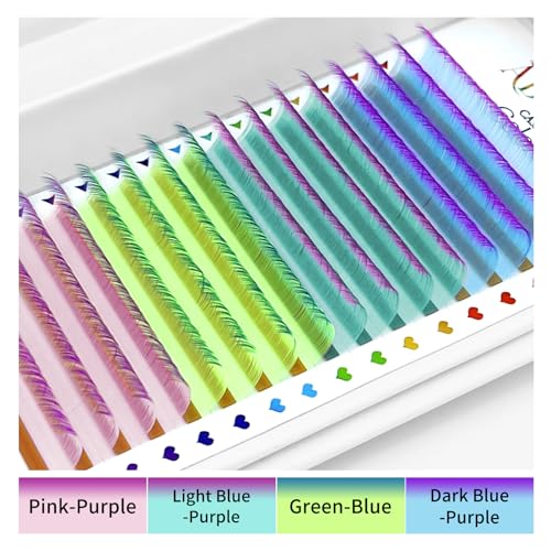 Colored Lash Extensions, 16 Rows Cashmere eyelashes, 0.07 D Curl 17-20mm Classic eyelash Extensions, Single Lash Extensions for Professional Salon Use(0.07-D-Ombre 17-20)