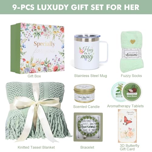 Valentines Day Gifts for Her - Spa & Self Care Gift Basket for Women, Wife, Girlfriend - Romantic Pampering Box for Relaxation, Birthday, Thinking of You