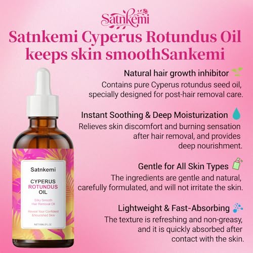 Cyperus Rotundus Oil,Reducing Body Hair Growth,Gentle and Non-Irritating, For All Skin Types,Natural ingredients, soothing the skin,60mL Cyperus rotundus Hair Removal Essential Oil