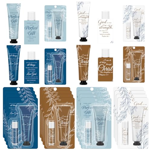 Leelosp Christian Religious Gifts for Women - God Says You Are - Mini Hand Cream and Lip Balm Birthday Gift for Women Sister Friend Daughter Mom Grandma Female Coworker(Bright Color,16 Packs)