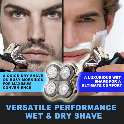 Pro 4 Shaver Replacement Blades Compatible with Skull Pitbull Series Head Shavers & Palm Shavers,Skull Shaver Replacement Heads for Wet & Dry Shaving