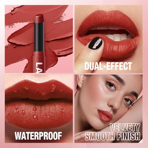 Matte Lipstick for Women Lipstick Matte Set with Retractable and Long-Lasting Pigmented Lip Sticks for Smoothly Lip Makeup (6 Pcs Dark Color Series)