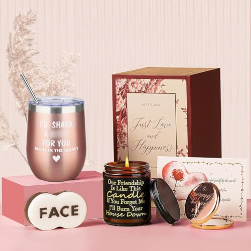 Birthday Gifts for Women Girl Best Friends Happy Basket for Friendship Friends Female Sister Gift Box Lavender Scented Candles Christmas Mother's Day Valentine's Day