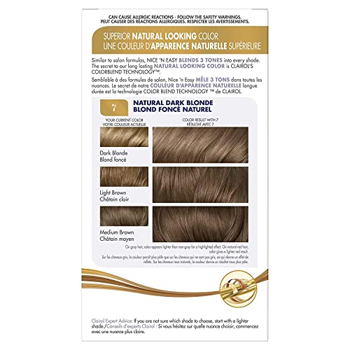 Clairol Nice'n Easy Liquid Permanent Hair Dye, 7 Dark Blonde Hair Color, Pack of 3