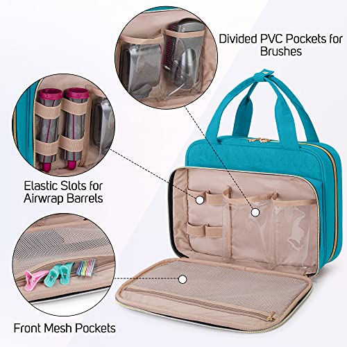 Teamoy Travel Storage Bag Compatible with Airwrap Complete Styler and Attachments, Portable Travel Case for Airwrap Styler and Accessories, Teal