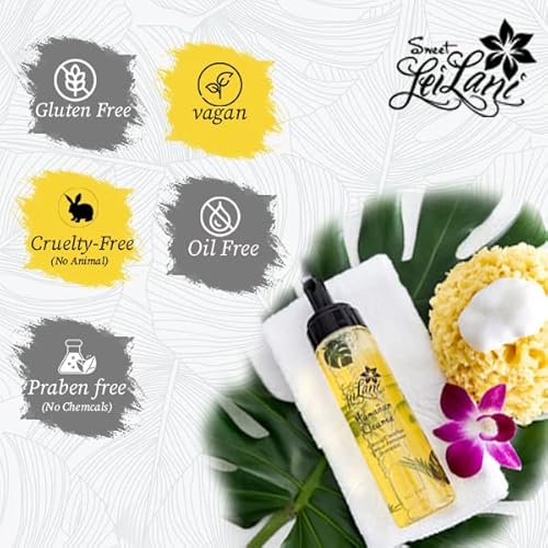 Sweet LeiLani Hawaiian Hydrating Foaming Facial Cleanser, Body Wash, Makeup Remover, Shampoo, Makeup Brush Cleaner | Multi Purpose Cleanser