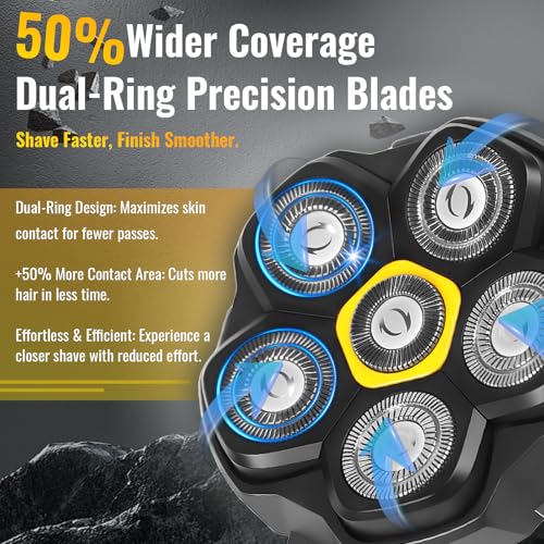 Magnetic 6D Shaver Replacement Heads ? Universal Compatible with Kensen,DOAO,NIWUIO,Ufree,Solimpia & Most Most 6D Magnetic Electric Shavers for Bald Men & Face Shaving (2-Pack)