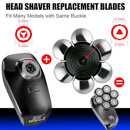 7 Head Shaver Replacement Heads for Freebird Shaver Bald Men, Head Shavers for Men,Shaver Replacement Blades for Rotary Shavers (Silver/2 count)