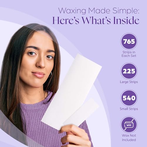 765 Professional Wax Strips for Waxing ? Tear-Resistant Fabric Hair Removal Strips ? 225 Large & 540 Small ? Reusable for Warm Wax & Sugar Paste ? Face, Body & Intimate Areas
