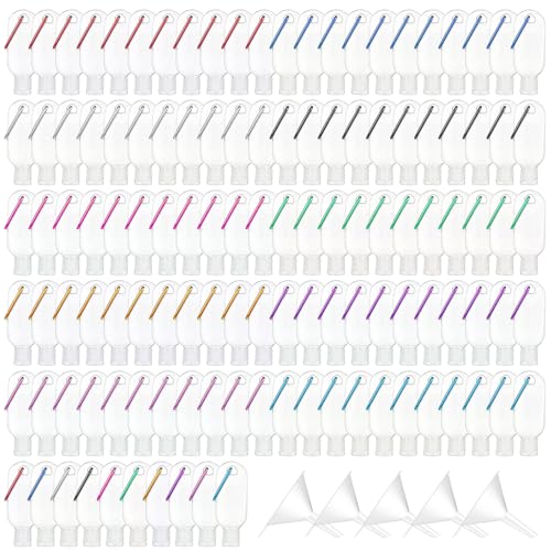 120 Pcs Traveling Bottles with Keychain 2oz Clear Plastic Bottle Containers, Refillable Empty Liquid Packing Squeeze Bottles with Lids for Liquid Cream