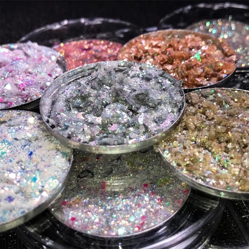 Holographic Metallic Spark Glitter Gel,Face Glitter, Hair Glitter, Eye Glitter and Body Glitter for Women, Festival Accessories, Cosmetic Glitter Makeup,Loose Glitter Set,Vegan & Cruelty Free, #4