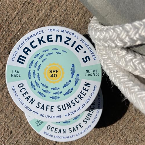MacKenzie's SPF 40 Ocean Safe Sunscreen Tin - Mineral Based - Eco Friendly - Gifts for Fishermen - Gifts for Men - Applies Sheer