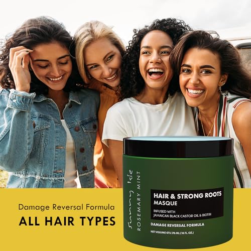 Sunny Isle Rosemary Mint Hair & Strong Roots Masque - Biotin, Jamaican Black Castor Oil - 16 oz
