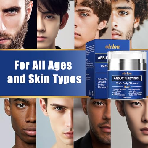 8-in-1 Face Cream for Men, mens face moisturizer with Alpha Arbutin, Retinol, Collagen and Hyaluronic Acid, Anti-Aging Face Cream for Men, Eye Bags Treatment & Wrinkle Cream 2.03oz