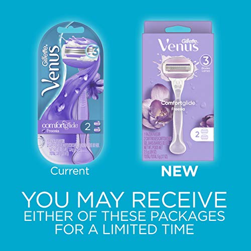 Gillette Venus ComfortGlide Freesia Women's Razor - 1 handle + 2 refills (Pack of 2)