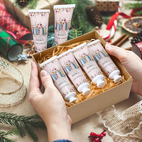 Leelosp 48 Pcs Book Club Gift Bulk Mini Hand Cream Travel Size Lotion Book Lover Gift for Women Member for Dry Cracked Hands