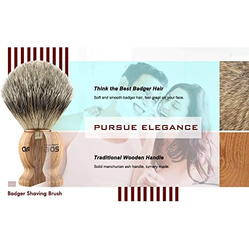 Anbbas Shaving Brush, Handmade Pure Badger Hair Brush with Natural Manchurian Ash Wood Handle for Men Traditional Wet Shaving