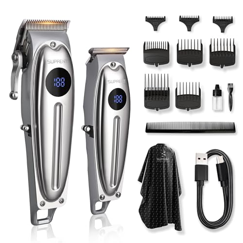 SUPRENT Professional Rechargeable Hair Clipper-Hair Clippers for Men, Cordless Hair Cutting Kit with LED Display
