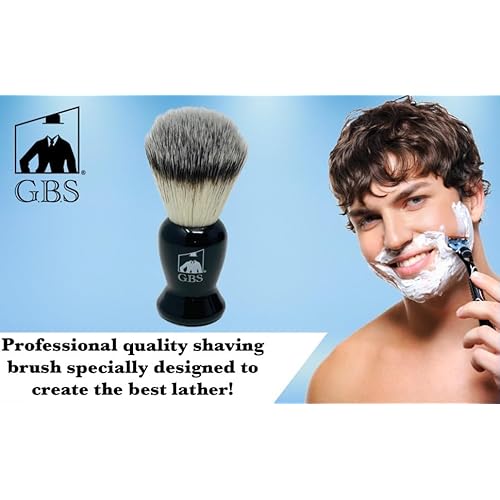 G.B.S Black Shaving Brush for Wet Shave Using Shaving Cream & Soap- Best Shave of Your Life for Safety Razor, Double Edge Razor, Straight Razor or Shaving Razor