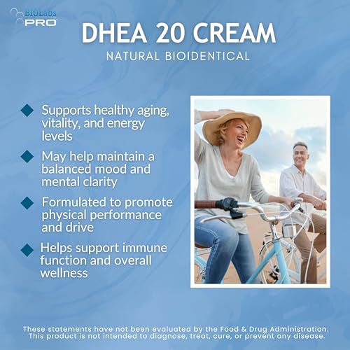 BIOLABS PRO Dhea Cream - Bioidentical Natural Dhea For Women Or Men - 20mg Per Dose - Three Month Supply - Luxury Bottle - 3.6oz