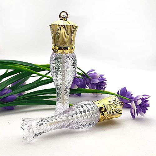10 Pcs 5ml Mermaid Crown Clear Lip Gloss Tubes Vials Empty Refillable Lip Glaze Tubes DIY Cosmetic Container Lipstick Bottle with Crown Wand Makeup Travel Lipgloss Bottle for Women Girl