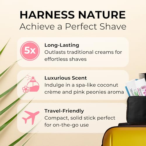 Shavestix Travel Shaving Cream Stick Set 0.5 Oz Each | Coconut Cr?me & Pink Peonies Mini Shave Bars| TSA Friendly Toiletries for Women & Men | Alt Shaving Gel, Soap