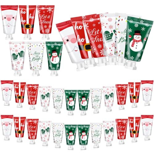 24 Pieces Secret Santa Gift Set: Mini Christmas Hand Cream Travel Size Lotion Bulk Holiday Stocking Stuffers Appreciation Gifts for Women Employee Coworker Staff 30ml 6 Natural Plant Fragrance
