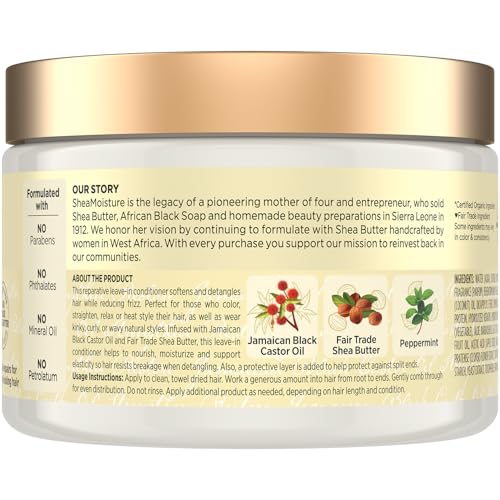 SheaMoisture Leave-In Conditioner 3-Pack ? Jamaican Black Castor Oil Strengthen & Restore Formula for Hair Repair, Frizz Control, 11.5 Oz Ea