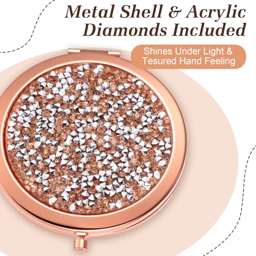 10 Pcs Inspirational Compact Mirror Sometimes You Forget You're Awesome Appreciation Gifts for Women Mother's Day Party Favors Magnifying Pocket Mirror (Rose Gold)