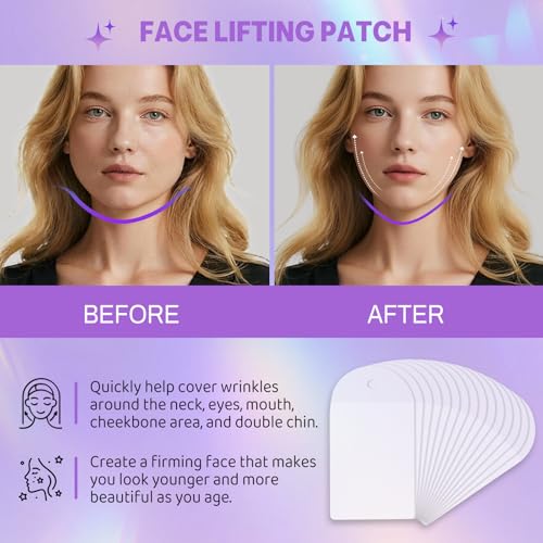 Neck Tape Lifting Invisible - 100PCS Face Tape Lifting Invisible with 8 Facelift Tape Double Chin Jowls Eyes Wrinkles Sagging Skin