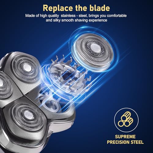 4pcs Shaver Replacement Blades for Skull Shaver Pitbull Boron PRO,Triple-ring Shaver Replacement Heads Compatible with Skull Shaver Pitbull Gold/Silver/Platinum/Diamond Pro Shaver and Palm Shaver