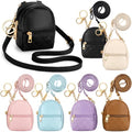 6 Pcs Mini Backpack Keychain Cute Cosmetic Bag for Women PU Leather Makeup Bag Key Pocket Lipstick Bags Card Holder Data Cable Organizer Zipper Pouch with Lanyard Ideal for Gift
