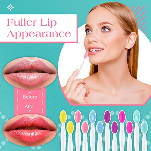 100 Pieces Lip Scrub Brushes Double Sided Silicone Exfoliating Lip Brush with Container Soft Silicone Face Lips Cleaning Tool Scrubber for Plump Smoother Appearance Multi Colored