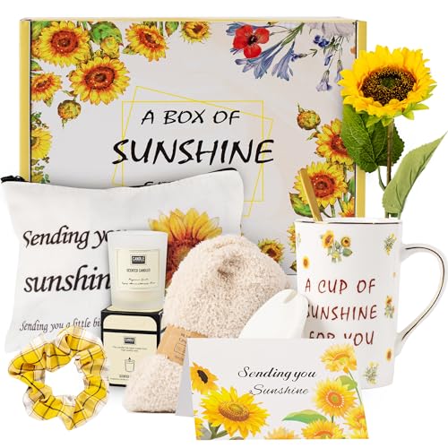Birthday Gifts for Women, Self-Care Gift Box for Women - Sunshine & Sunflower Themed Relaxation Set, Encouragement Care Package for Best Friend (Birthday/Get Well/Thinking of You)