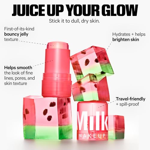 Milk Makeup Calming + Hydrating Jelly Skincare Serum Set ? Reduce the Look of Puffiness + Redness, Brighten Skin + Minimize Look of Pores + Lines ? Cooling Water + Watermelon Jelly, 0.21 oz each