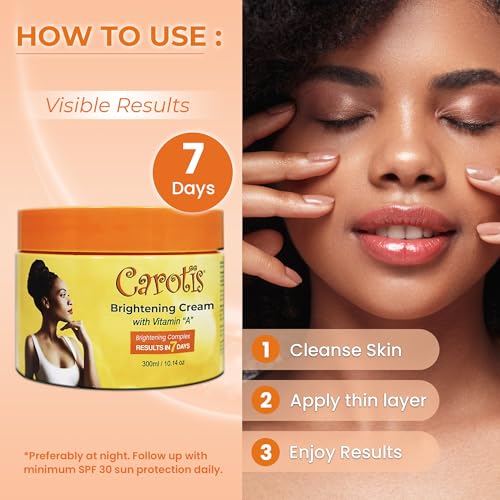 CAROT?S, Skin Brightening Cream ? 300ml / 10.14fl oz ? 7 Day Night Cream for Uneven Skin Tone, with Vitamin A