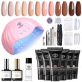 Modelones Poly Nail Gel Kit with 48W Nail Lamp 6 Colors Nude Skin Tones Nail Extension Gel Kit Slip Solution Rhinestones Glitter Kit for Nail Manicure Beginner Starter Kit DIY at Home Gift