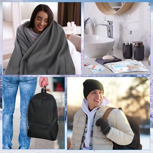 Panitay Homeless Care Package Supplies Bulk Winter Beanies Gloves Socks Blankets Toiletry Kits for Homeless Charity(Black)