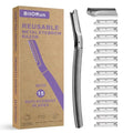 Eyebrow Razor with 16 Blades, Metal Razors for Women and Men,Dermaplane Razor for Women Face, Facial Hair Removal for & Eyebrow Hair Removal (Black)