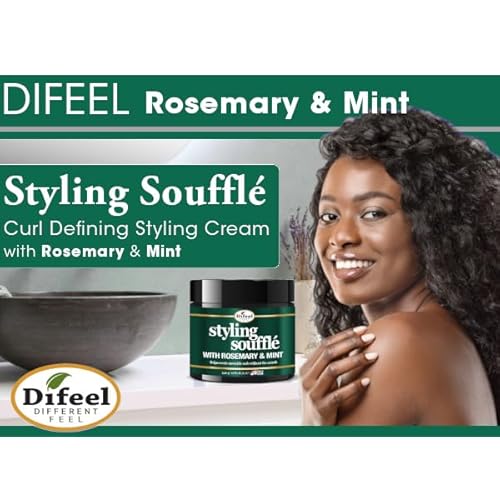 Difeel Rosemary & Mint Styling Souffl? 12 oz. - Nourishing Curl Defining Souffle for Wavy Hair, Curly Hair & Coils
