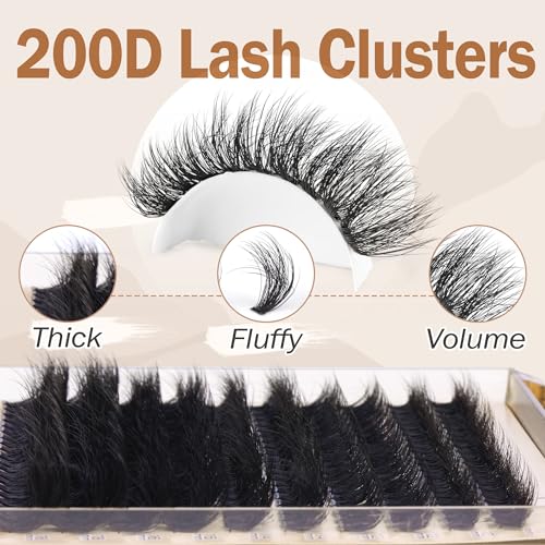 Full Volume Eyelash Clusters DIY Lash Extension 10-18MIX D-Curly Lash Clusters 200D Wispy Individual Lashes Extensions Clusters Eyelashes DIY Lash for Beginners by Focipeysa
