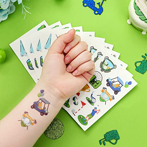 Serencatcher Golf Temporary Tattoos, 12 Sheet 120 PCS Golf Party Favors Tattoos for Kids Sports Theme Hole in One Birthday Party Supplies Golf Club Sports Team Classroom School Prizes Rewards