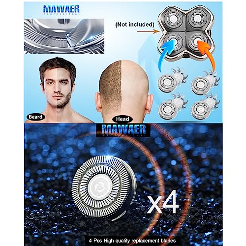 4pcs Head Shaver Replacement Blades for Skull Shaver Pitbull 4 Head Series and 3 Head Series