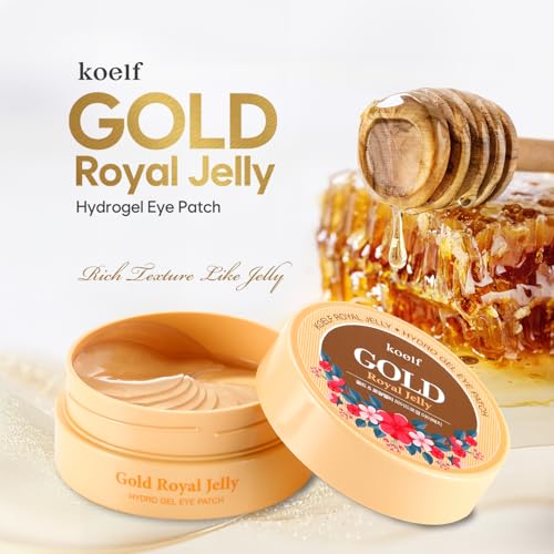 Gold & Royal Jelly Hydrogel Eye Patch 60ea (30pairs) - Revitalizing Eye Mask with Royal Jelly, Mugwort for Nourishing Under Eye Care, for Puffy Eyes, Eye Bags