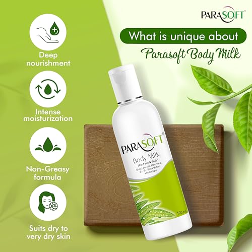 Parasoft Body & Face Milk Lotion for Very Dry Skin ? 100ml / 3.38 fl oz (Pack of 4) | Non-Sticky Hydrating Lotion with Aloe Vera, Shea Butter, Vitamin B3 & B6