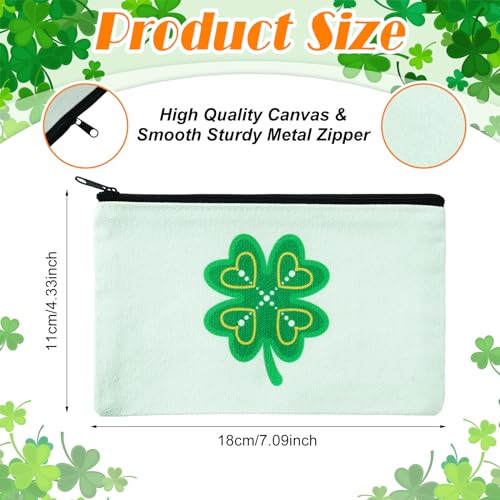 Sweetude 30 Pieces St. Patrick's Day Makeup Bags Bulk,Shamrock Cosmetic Bag with Zipper, St. Patrick's Day Pouch Travel Purse Toiletry Organizer for Women, 15 Styles