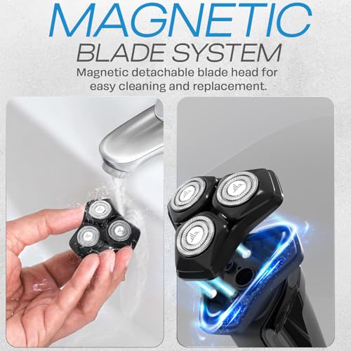 HUMMINGBIRD MK8 Premium Rotary Face Shaver, Rechargeable Wet & Dry Electric Shaver with Pop-up Trimmer, Electric Razor for Men, Waterproof, Cordless USB-C Rechargeable, LED Display, Travel Case